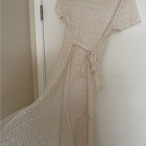 Frank & Oak Cream Lace Midi Dress